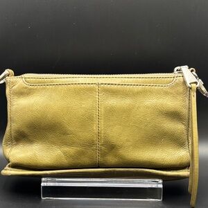 HOBO Olive Leather Clip on Clutch